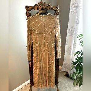 NWT Champagne beaded Gianni Bini dress size 10